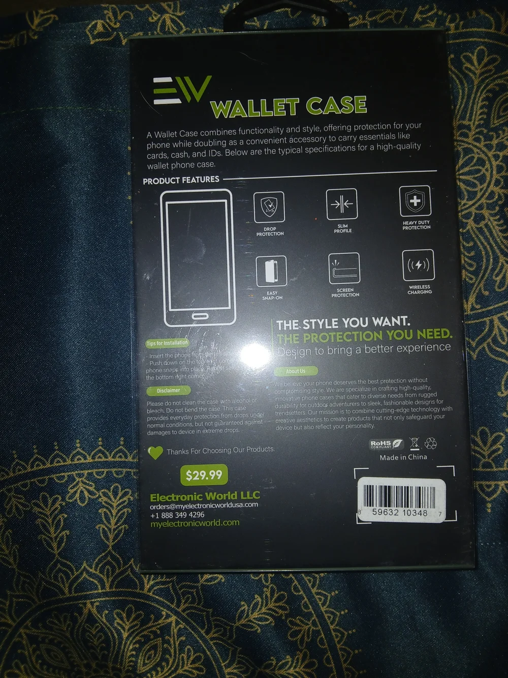 Wallet Folio Case for Cricket Magic 2 - Black